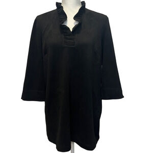 Black Ruffle Neck Women's Top